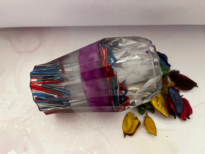 Misa Bud Vase- Purple & White, Glass sticks