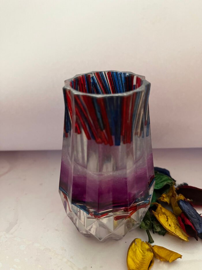 Misa Bud Vase- Purple & White, Glass sticks - Image 2