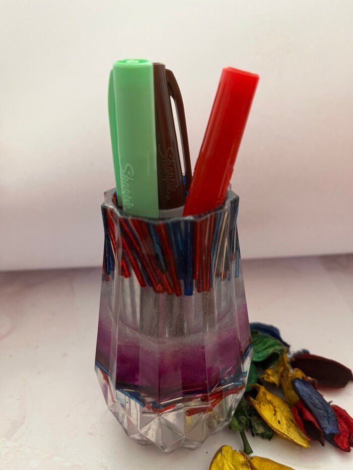 Misa Bud Vase- Purple & White, Glass sticks - Image 3