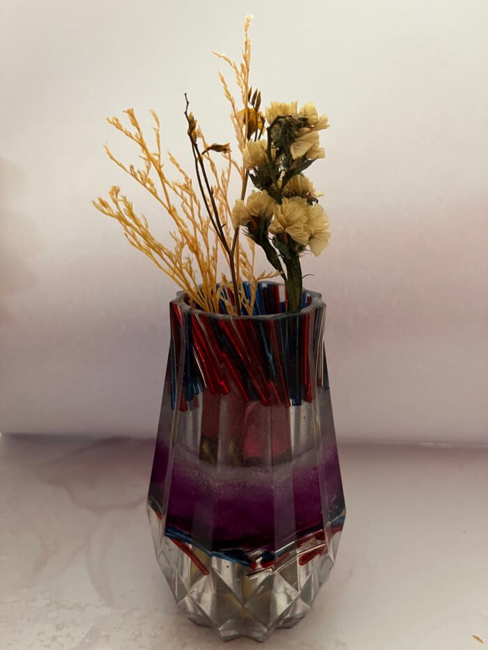 Misa Bud Vase- Purple & White, Glass sticks - Image 4