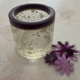 Misa Allium Bowl- Purple Border, Transparent Body, White Pearls 5 HP07 IMG 0837 scaled 1