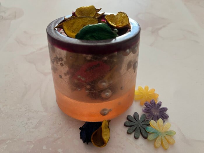 Misa Allium Bowl- Maroon Border, Transparent Body, Silver Pearls - Image 3