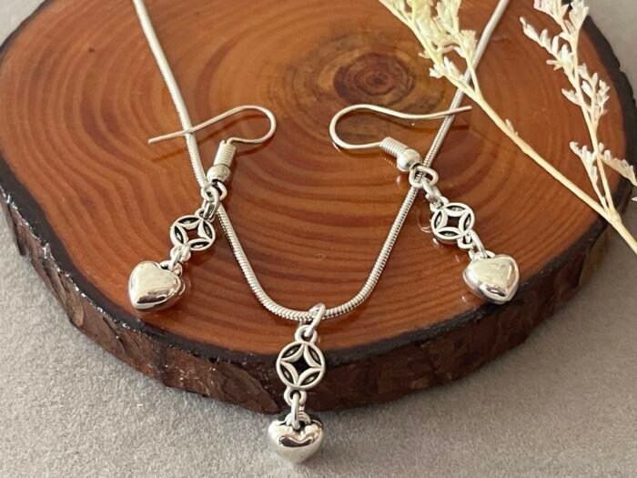 Misa Groovy Heart Charm Necklace & Earrings Set - Image 3