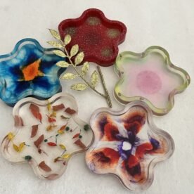 Misa Flora Coaster- Transparent with Green, Pink & Bronze 5 IMG 4448 scaled 1