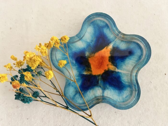 Misa Flora Coaster- Aqua Blue & Orange