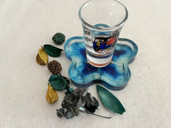 Misa Flora Coaster- Aqua Blue & Orange - Image 2