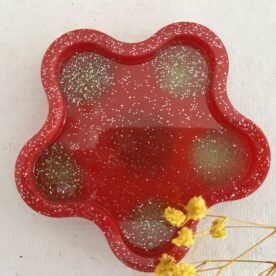 Misa Flora Coaster- Deep Red with Green & Gold- 4 IMG 4459 scaled 1