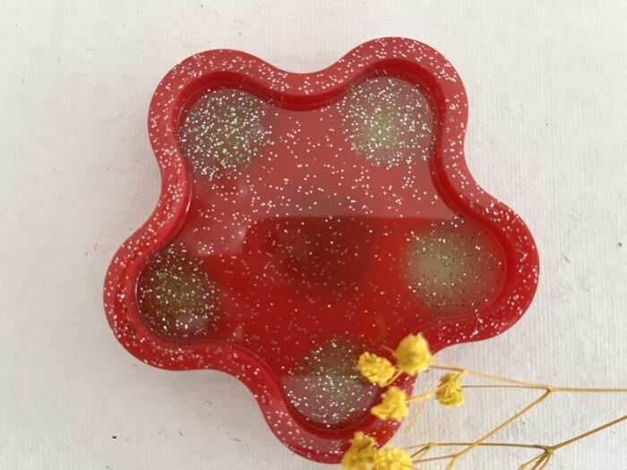 Misa Flora Coaster- Deep Red with Green & Gold- - Image 2