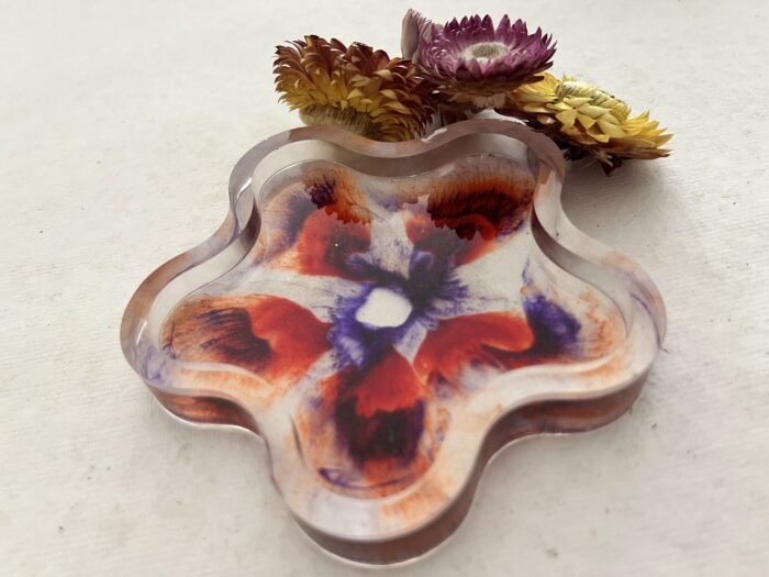 Misa Flora Coaster- Violet & Vermilion - Image 2