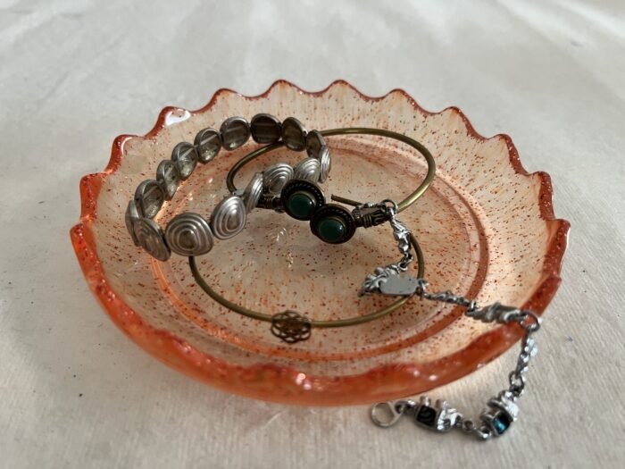 Misa Allium Trinket Dish- Orange with Glitter - Image 3