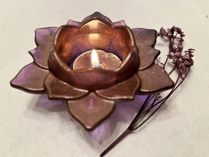 Misa Lotus Allure T-lite Candle Rest (Small)- Dark purple