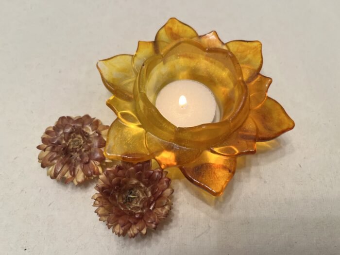 Misa Lotus Allure T-lite Candle Rest (Small)- Sunset yellow