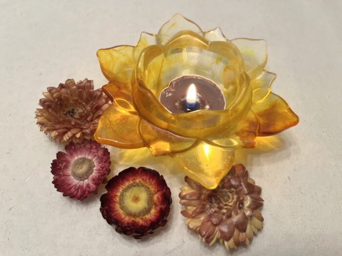 Misa Lotus Allure T-lite Candle Rest (Small)- Sunset yellow - Image 2