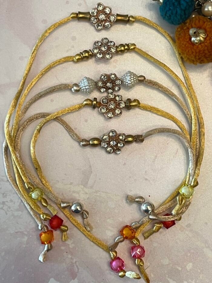 Misa White & Gold Floral Rakhi - Image 3