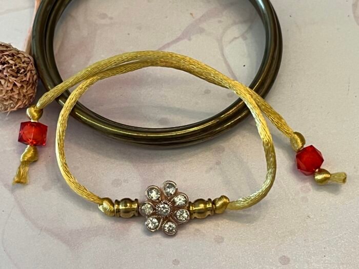 Misa White & Gold Floral Rakhi - Image 2