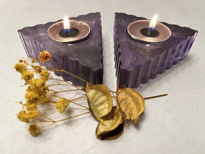 Misa Iris T-lite Candle Rest- Mauve & Silver- Set of 2