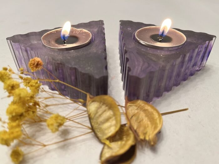 Misa Iris T-lite Candle Rest- Mauve & Silver- Set of 2 - Image 2