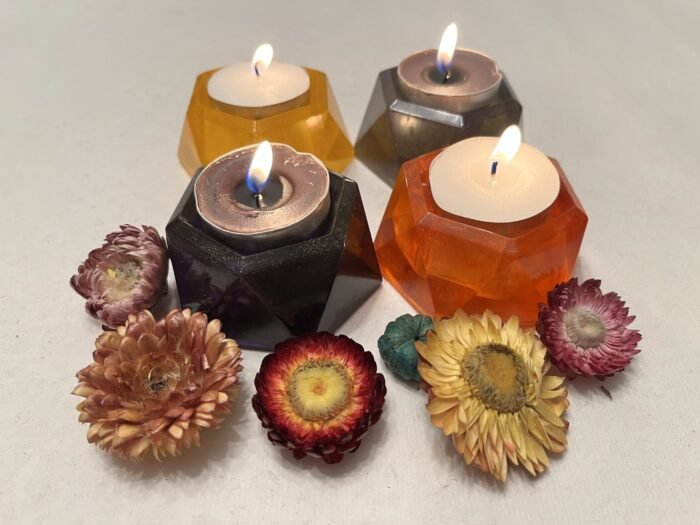 Misa Mandarin T-lite Candle Rest (Small)- Mauve & Silver - Image 2