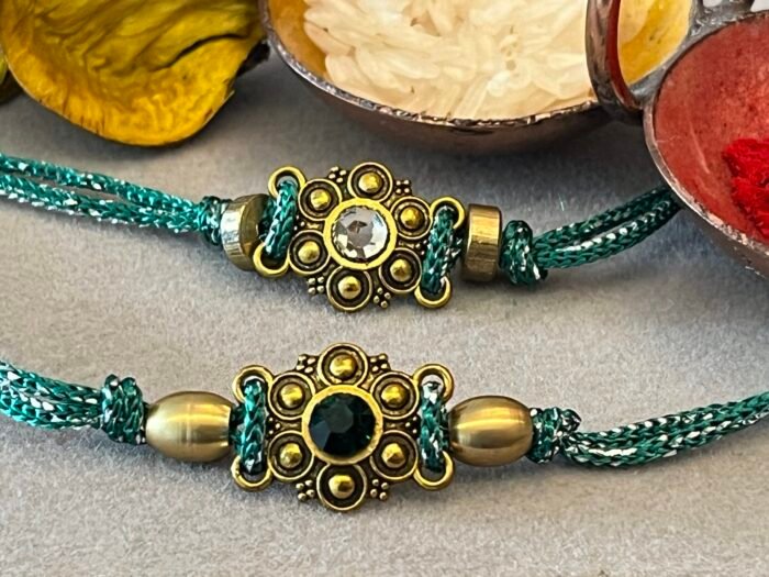 Misa Emerald Gold Rakhi - Image 3