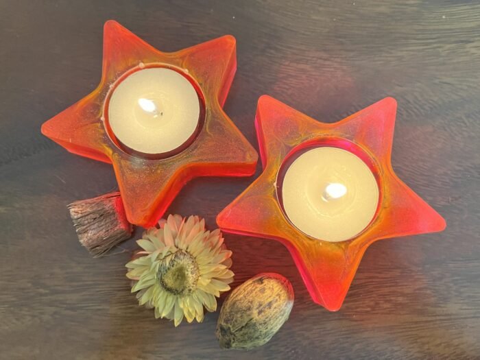 Misa Night Star T-lite Candle Rest- Red- Set of 2 - Image 2