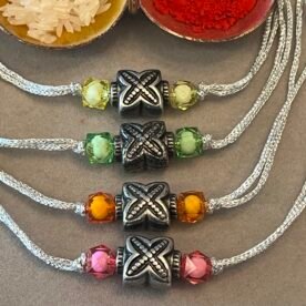 Misa Silver Oxidised Rhombus Bead Rakhi 4 IMG 4587 Original scaled 1