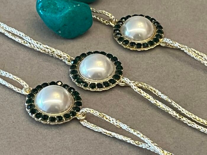 Misa Pearl & Green Stone Rakhi