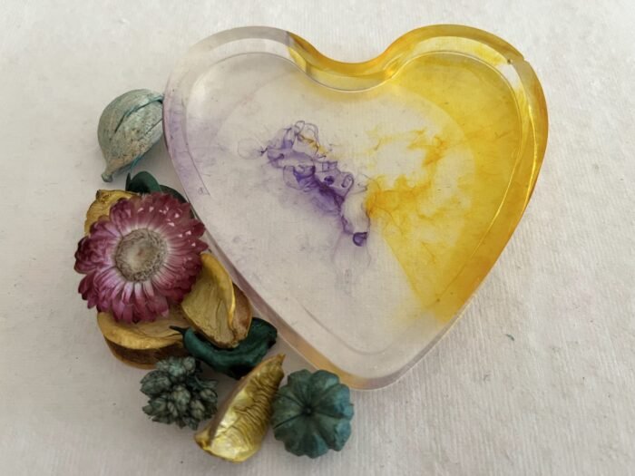 Misa Groovy Heart Trinket Dish- Yellow & Purple