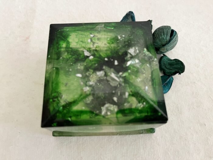 Misa Cornus Trinket Box- Emerald Green with Silver - Image 3