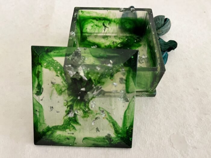 Misa Cornus Trinket Box- Emerald Green with Silver