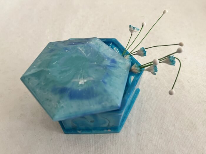 Misa Mandarin Trinket Box- Opaque Turquoise Blue - Image 2