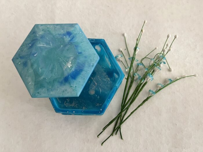 Misa Mandarin Trinket Box- Opaque Turquoise Blue - Image 3