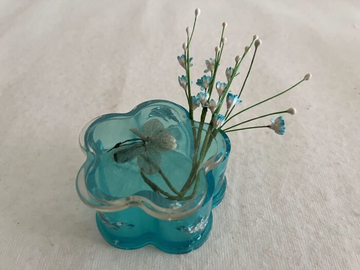 Misa Flora Trinket Box- Turquoise Blue with Flowers & Silver - Image 2