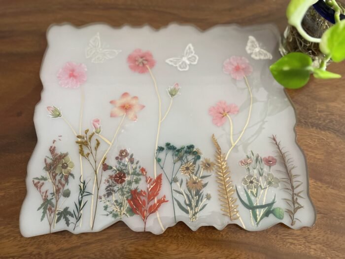 Misa Emerald Nest Place Tray- Opaque White with Flowers - Image 2