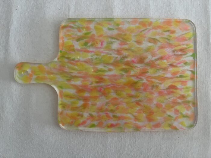 Misa Emerald Serving Dish- Transparent with Colorful Neon Leaves