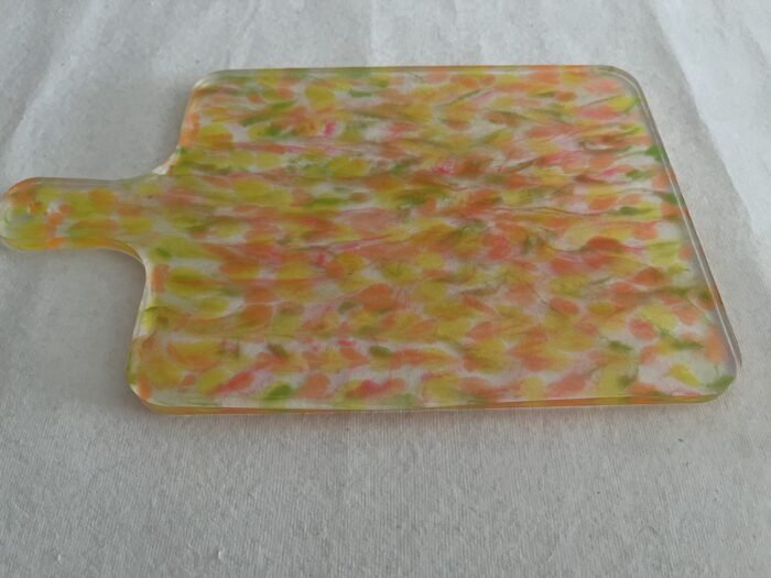 Misa Emerald Serving Dish- Transparent with Colorful Neon Leaves - Image 2