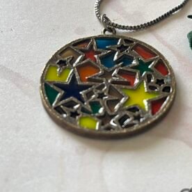 Necklace- Misa Allium Star Glass Antique Pendant with Antique Oxidised Chain 4 IMG 6760