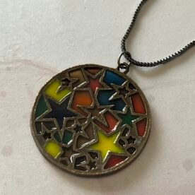 Necklace- Misa Allium Star Glass Antique Pendant with Antique Oxidised Chain 3 IMG 6761