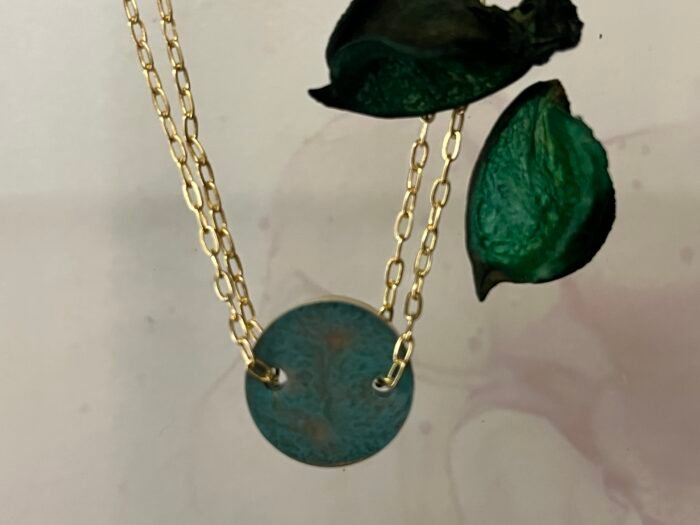 Necklace- Misa Allium Resin Pendant- Green - Image 3