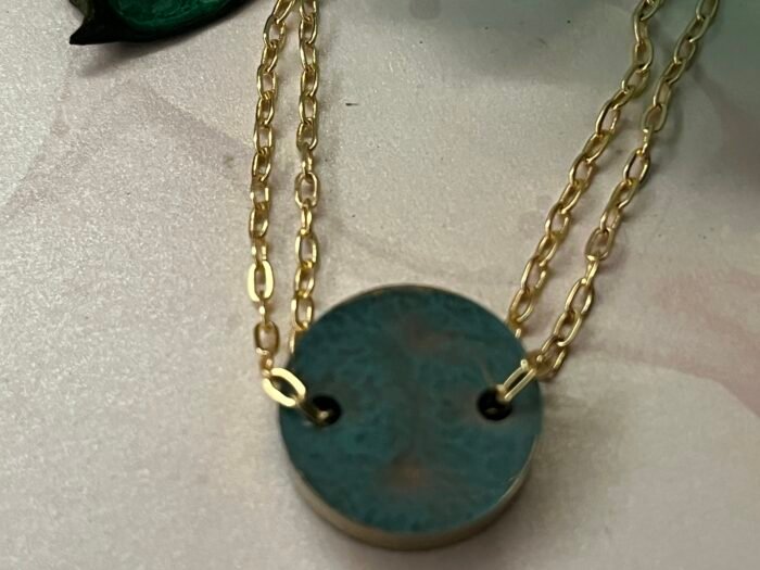 Necklace- Misa Allium Resin Pendant- Green - Image 4