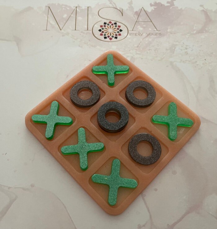 Misa Tic-Tac-Toe- Peach Base, Green 'X', Black 'O' - Image 4
