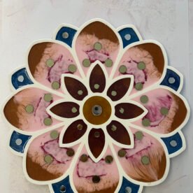 Misa Island Rangoli- Blue, Pink, Bronze and Gold Flower, Abhlas (mirrors) 7 island rangoli IR03 IMG 9189 scaled 1