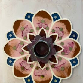 Misa Island Rangoli- Blue, Pink, Bronze and Gold Flower, Abhlas (mirrors) 4 island rangoli IR03 IMG 9192 scaled 1