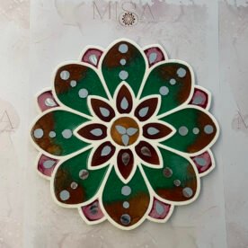 Misa Island Rangoli- Pink, Bronze, Green & Gold Flower, Abhlas (mirrors) 7 island rangoli IR06 IMG 9199 scaled 1
