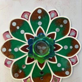 Misa Island Rangoli- Pink, Bronze, Green & Gold Flower, Abhlas (mirrors) 5 island rangoli IR06 IMG 9201 scaled 1
