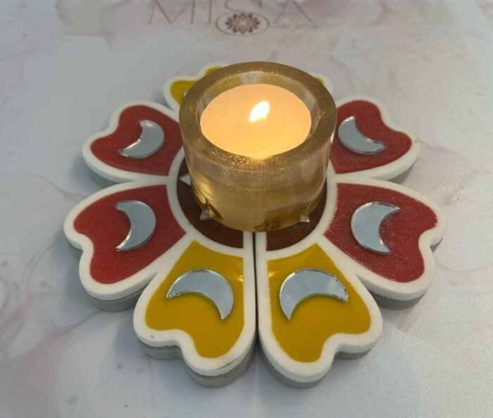 Misa Island Rangoli Floral Border- Yellow, Red, Maroon & Abhlas (mirrors)- Set of 2, Small - Image 3
