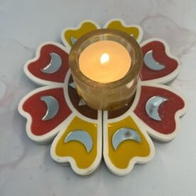 Misa Island Rangoli Floral Border- Yellow, Red, Maroon & Abhlas (mirrors)- Set of 2, Small 6 island rangoli IR13 IMG 9742