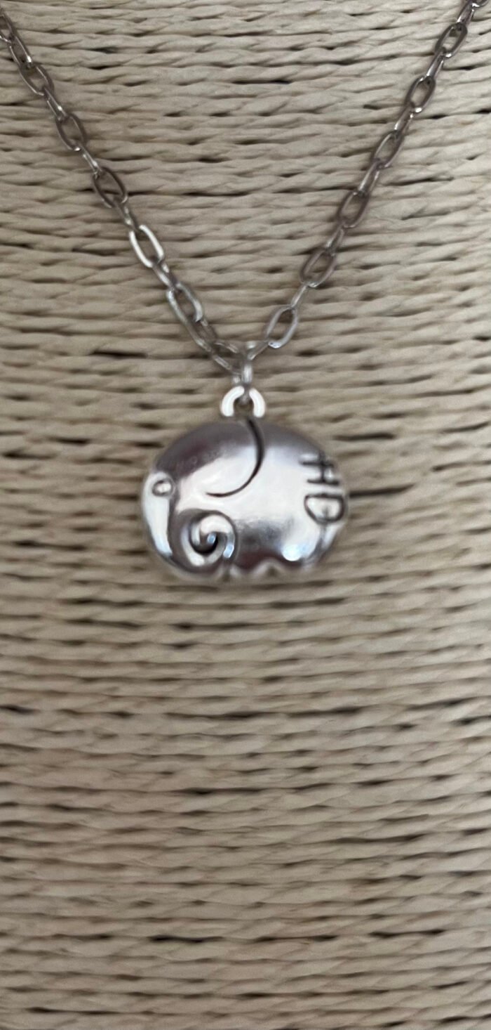 Necklace- Misa Elephant Silver Pendant with Silver Link Chain - Image 2