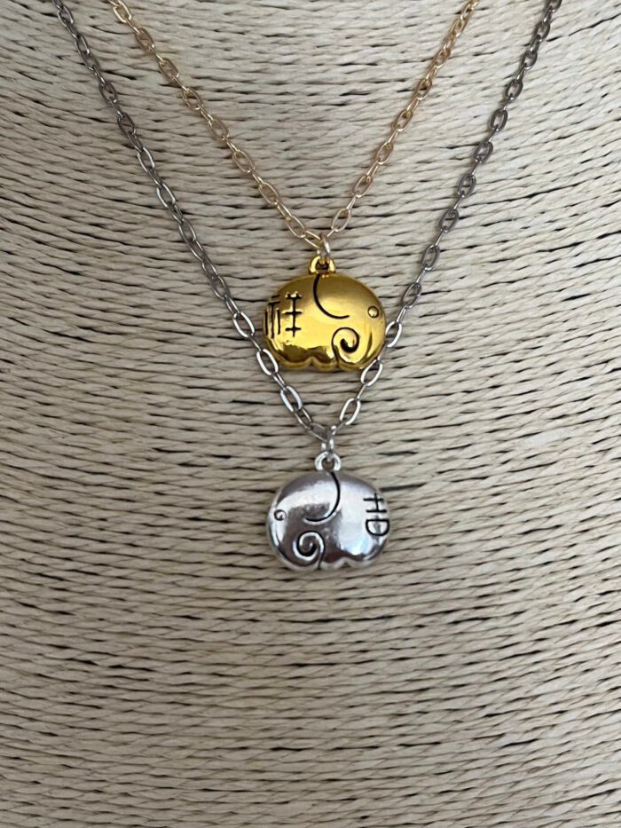 Necklace- Misa Elephant Gold Pendant with Gold Link Chain - Image 3