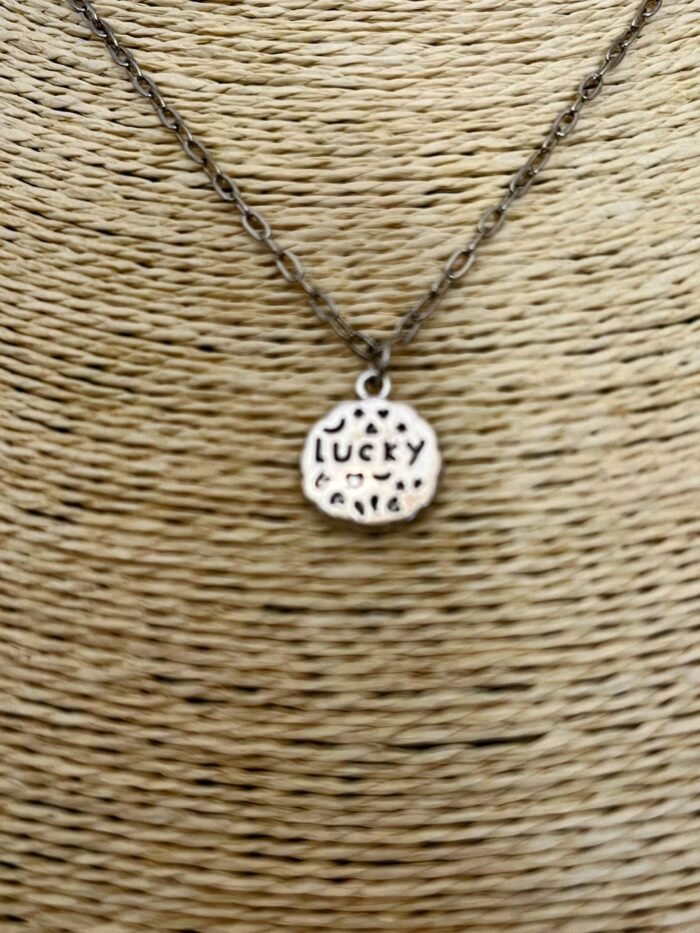 Necklace- Misa Lucky Silver Pendant with Silver Link Chain