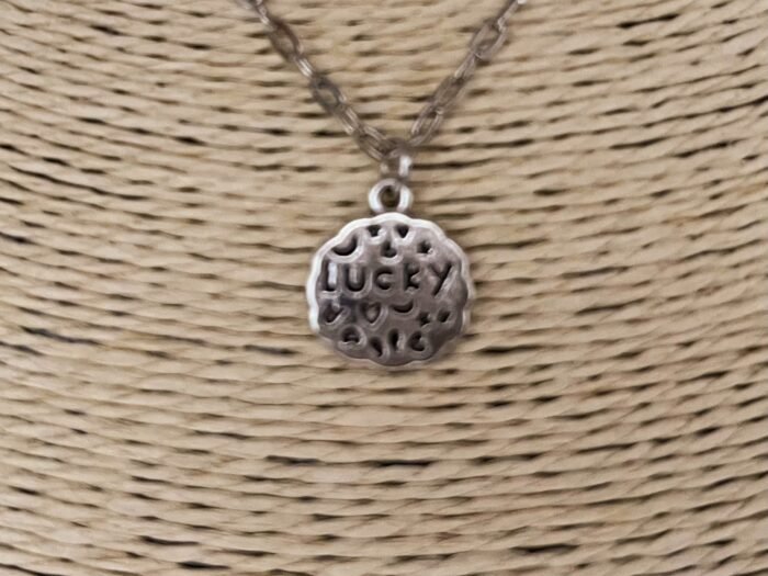 Necklace- Misa Lucky Silver Pendant with Silver Link Chain - Image 2